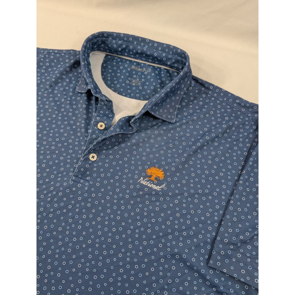 Johnnie-O Men's Large Tiny Bubble Golf Polo Shirt Oak Tree Golf Course Blue L